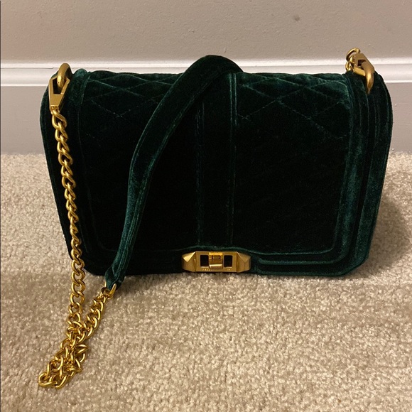 Rebecca Minkoff Green Velvet Bag with Gold Chain - Picture 1 of 8
